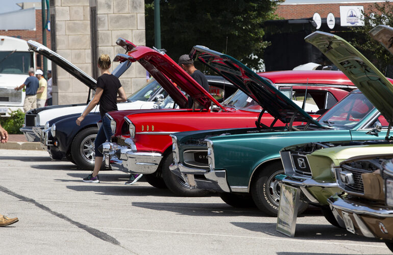 Cars sit on the square in downtown Jacksonville during the Morton Avenue Misfits Car Show Saturday, August 15.