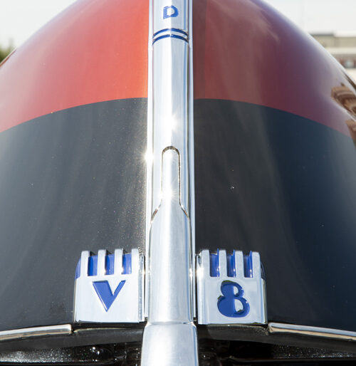 Hood detail of Charles West’s 1940 Ford Coupe.