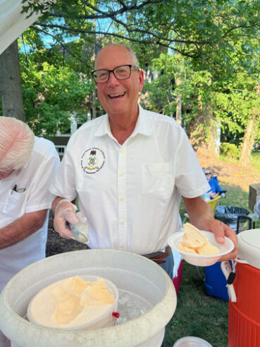 Serving ice cream and cheer