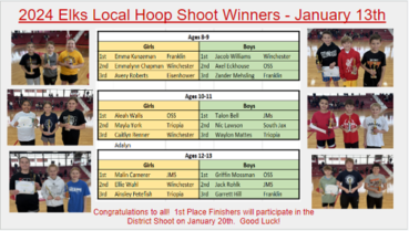 2024 Elks Lodge Hoop Shoot Winners